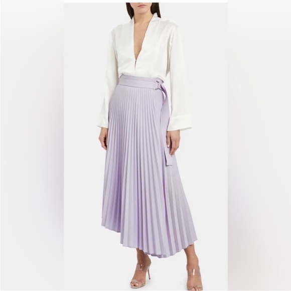 A.L.C. Arielle Pleated Asymmetric Midi Skirt Size 8 - Picture 1 of 15